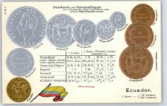 Münzwesen Ecuador, Präge-Karte Geld auf AK
