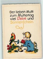 Der lieben Mutti zum Muttertag - Kind mit einem Vogel Muttertag