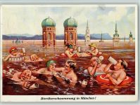 W8000 München Bierüberschwemmung Trinker Künstlerkarte