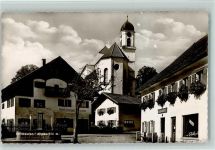 86975 W8926 Bernbeuren - Ortsansicht Kirche Anton Sprengel Lebensmittelladen Brunnen Foto Ako