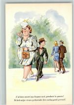 Ehepaar Dick und dünn AK Ehe 1940-50