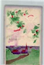 Merry Christmas - Engel , Stechpalme AK Reliefdruck 1910 Prägedruck