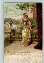 Abschied , Golddruck AK Trompeter v. Säckingen 1903 Prägedruck