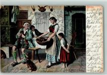 Bauernstube - schwere Wahl AK Dackel 1905