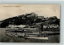 W5400 Ehrenbreitstein Ortsansicht mit Schiffbrücke Raddampfer Raddampfer