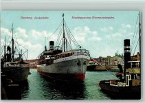 Baakenhafen - Einschleppen des Woermannndampfers AK Hafen 1913