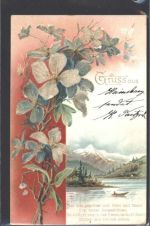 mit Glasperlenauflage Gruss aus Spruch AK Alpenflora 1900 AK mit Glitzer