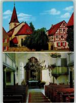 91244 W8561 Reichenschwand - Evang. Kirche Innenansicht m. Kanzel Pfarrhaus