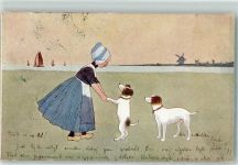 Serie 648-1 Hollandkind Hunde AK BKW 1904 Gebrauchsspuren