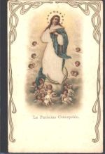 Prägedruck La Purisima Concepcion Engel Jugendstil AK Heilige 1900 AK mit Stoff