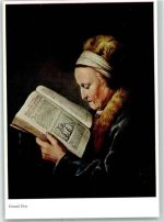 Rembrandts Mutter Buch lesen von Gerard Dou AK Gemälde Künstlerkarte