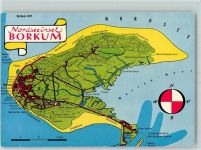 26757 W2972 Borkum - Stadtplan Nordseeinsel Borkum