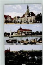 04552 O7200 Borna b Leipzig - Marktplatz Rathaus Realgymnasium Schwanenteich Schwäne