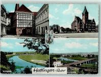 45525 W4320 Hattingen , Ruhr - Altes Rathaus Neues Rathaus Ruhrbrücke