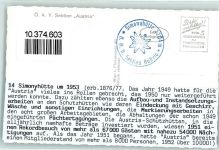 Simonyhütte - Beschreibung aufgeklebt Hüttenstempel