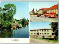 17367 O2112 Eggesin - Blick von der Brücke Hotel gasthaus Mecklenburg Rathaus Omnibus