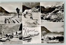 82441 W8115 Ohlstadt - Auf dem Heimgarten Skifahrer Winter Dorfstraße