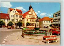 96476 W8634 Rodach b Coburg - Marktplatz Marktbrunnen Rathaus Mofafahrer