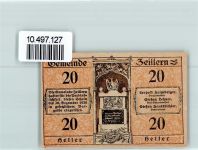 3300 Zeillern Notgeldschein Notgeld Gutschein 20 Heller Adler Thron Kranz