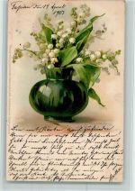Blumenvase - Meissner & Buch Serie Vom Blumentisch AK Maiglöckchen 1903 Lithographie