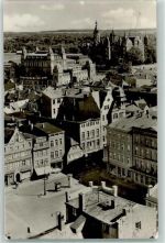 19053 O2750 Schwerin , Meckl - Marktplatz Litfaßsäule Stadtheater Schloß