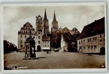 04758 O7260 Oschatz - Neumarkt Brunnen Kirche Oldtimer Staffelhaus Gasthaus Zum Schwan Karren