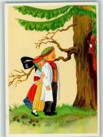 Wasserkampf Künstlerkarte Nr. 129 AK Bückeburg - Kinder sehen ein Eichhörnchen Trachten Schaumburg-Lippe Künstlerkarte
