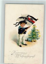 Verlag EAS 303 Kind mit Kriegsfahne AK Kriegsfeiertag 1915 Prägedruck