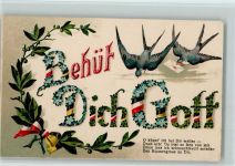 Behüt Dich Gott, Zweierbund, Schwalben, gute Erhaltung Schwarz-Weiß-Rot 1917 Prägedruck