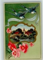 Poesie - Gedenke mein, Jugendstil, gute Erhaltung Schwalbe Prägedruck
