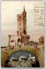 61389 W6384 Feldberg , Taunus 1899 Lithographie Feldbergturm