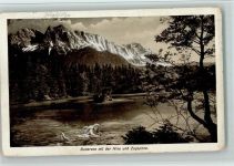 W8100 Garmisch Badersee mit der Nixe und Zuspitze AK Sage 1915