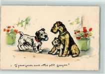 Hündin mit Welpen AK Terrier 1941 Künstlerkarte