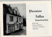 63911 W8763 Klingenberg a. Main 1940-50 KEINE AK Werbung - Pension Zöller