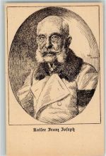 Federzeichnung von Karl Bauer Kaiser Franz Josef I. Künstlerkarte