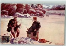 Eisangeln sign. Franzenhofer Verlag Brüder Kohn B.K.W.I. 488-2 Angeln 1907 Künstlerkarte