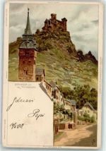 56338 W5423 Braubach 1902 Gebrauchsspuren Lithographie mit Marksburg sign. SB