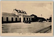 77000 Melun Foto AK Bahnhof Auto Omnibus Oldtimer