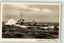Torpedoboot in stürmischer See Marine WK II Foto AK