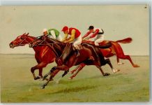 Meissner u. Buch Serie 1989 Edler Sport Pferderennen Lithographie / Künstlerkarte