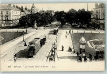 37000 Tours 1912 - la Place du Palais de Justice Straßenbahn Litfaßsäule