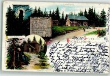 98693 O6300 Ilmenau , Thür 1903 Lithographie Kickelhahn Gasthaus Gabelbach Goethehäuschen Turm