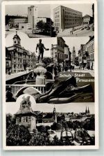 66953 W6780 Pirmasens 1950 Gebrauchsspuren Denkmal Schuhe Foto AK