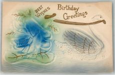 Birthday Greeting Schwan Reliefdruck Prägedruck