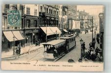 54000 Nancy 1905 Gebrauchsspuren Straßenbahn Rue Saint-Jean Briefmarke Bildseite