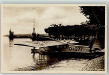 W7750 Konstanz Delphin D-277 an der Anlegestelle Wasserflugzeug 1933 Foto AK