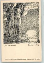 Joh. Vinc. Cissarz : Scheidender Tag Erotik Frau im durchsichtigen Gewand Kunst und Leben