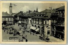 Uherské Hradiste Ungarisch Hradisch 1939 Gebrauchsspuren Marktszene marktplatz
