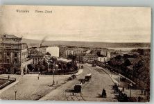 Warschau Warszawa 1916 Foto AK Straßenbahn Nowy-Zjazd Feldpost WK I 5.Reserve-Div.