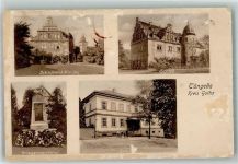 99947 O5821 Tüngeda Gebrauchsspuren Schloss m. Kirche Kriegerdenkmal Schule Goetheland